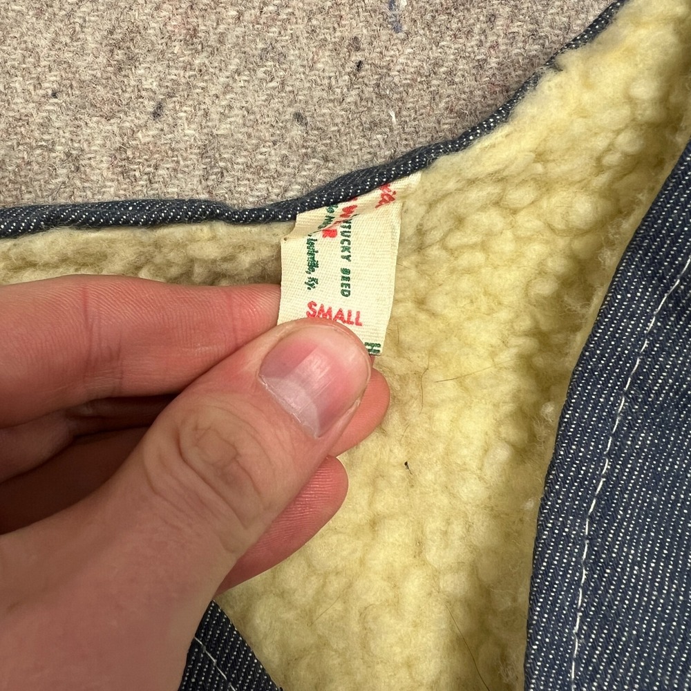 Vintage Sears Denim Vest Mens Small Blue‎ 1970s Fleeced Snap Work Wear - Picture 7 of 11